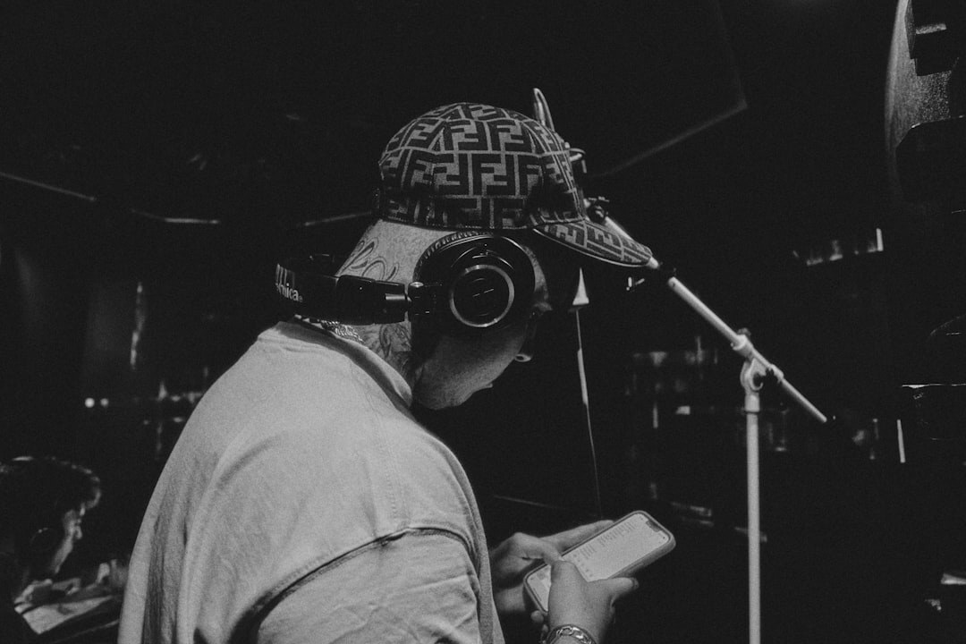musician in recording studio