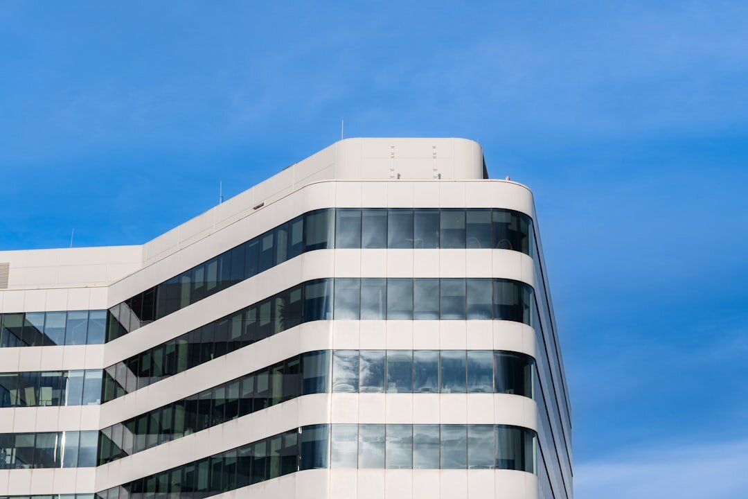 Modern office building exterior with glass facade